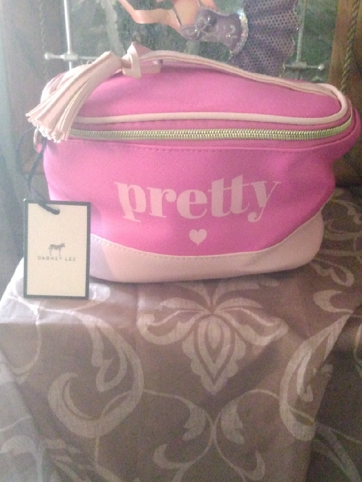 Dabney Lee Pink 'Pretty' Cosmetic Case With Cream Trim